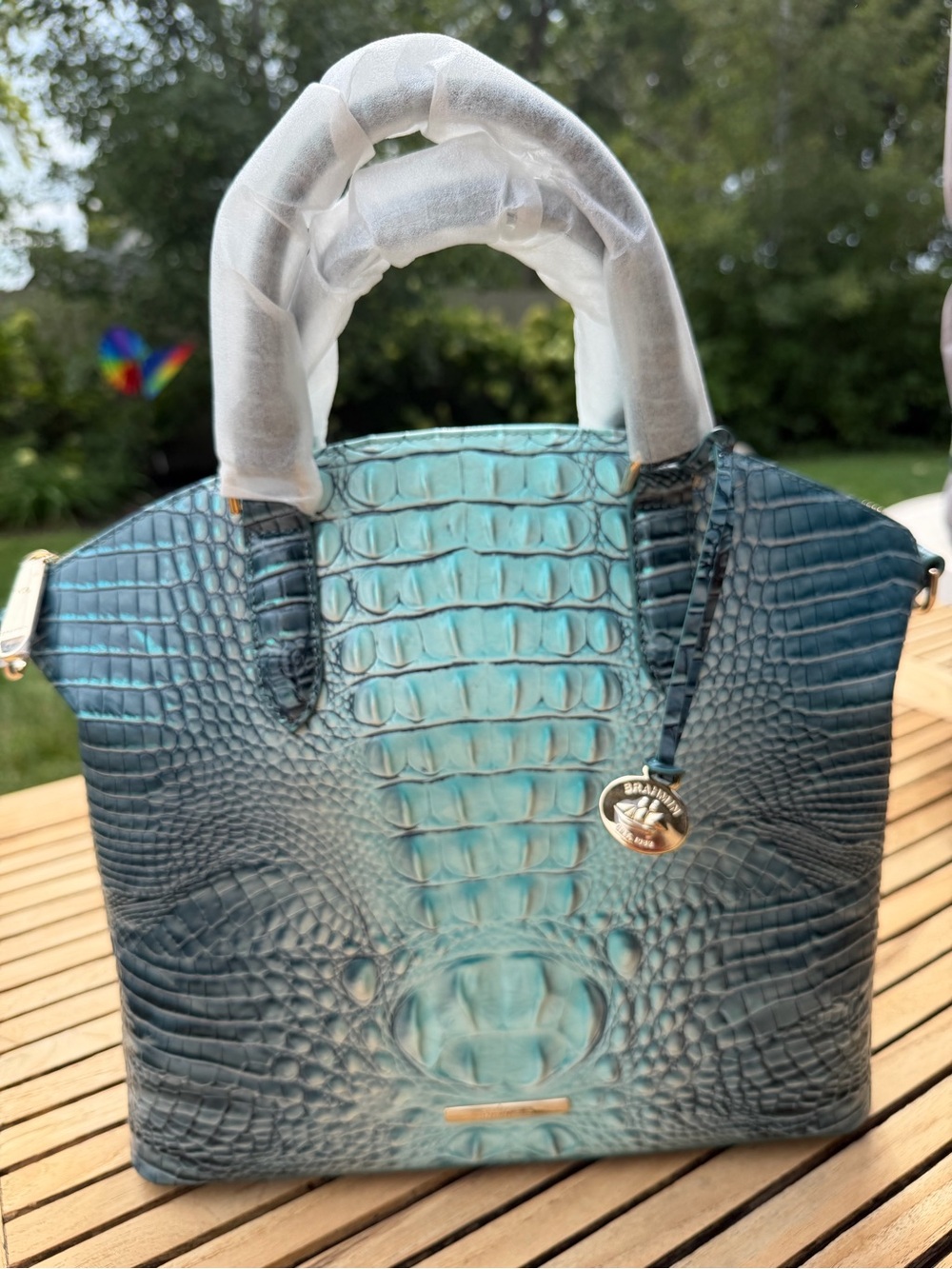 NWT Brahmin Large Duxbury Satchel & Matching Ady Wallet Spearmint Ombre Set